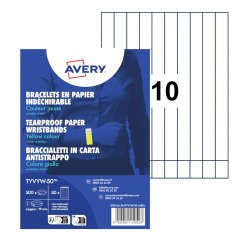 Bracelet papier Tyvek largeur 19 mm Avery jaune fluo -Lot 500