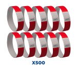 Bracelet papier Tyvek 19 mm Avery - Lot 500 - Rouge fluo