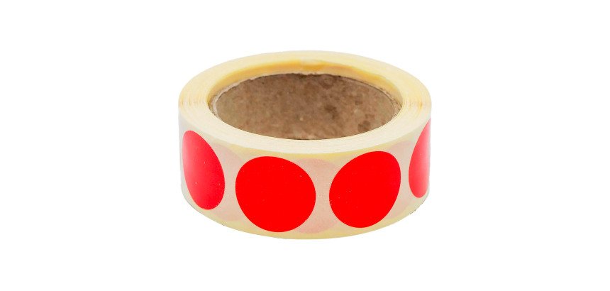 Pastille adhésive repositionnable Ø 20 mm Avery rouge - Rouleau de 500