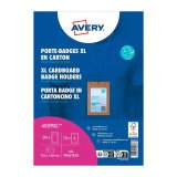 Badges en carton Avery + pochettes microperforées imprimables - 105 x 148 mm - Boîte de 50