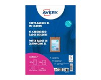 Badges en carton Avery + pochettes microperforées imprimables - 105 x 148 mm - Boîte de 50