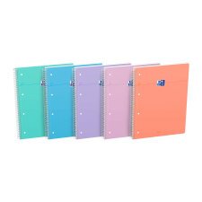 Schrijfboek spiraal Oxford Smart 23 x 29,7 cm assortiment pastel 5 x 5 - 160 pagina's