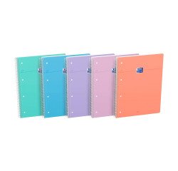 Schrijfboek spiraal Oxford Smart 23 x 29,7 cm assortiment pastel 5 x 5 - 160 pagina's