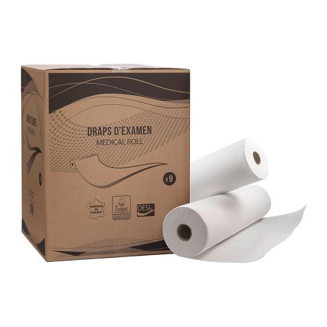 Drap d'examen pure ouate 50 x 37,5 cm - Carton de 9 rouleaux