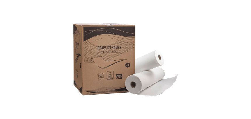Drap d'examen pure ouate 50 x 37.5 cm - Carton de 9 rouleaux