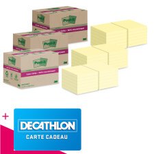 Notes repositionnables recyclées jaunes pastel Super Sticky Post-it - bloc de 70 feuilles