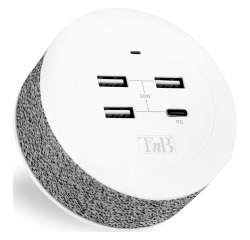 Estación de carga T'nB Iconiq 3 USB-A + 1 USB tipo C de 30 W
