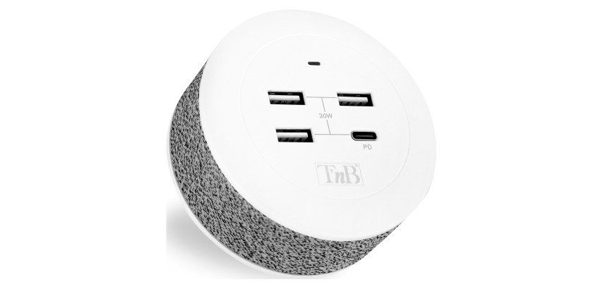 T'nB Station de charge 3 USB-A + 1 USB type-C 30W Iconiq