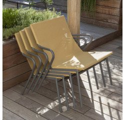 Fauteuil bas assise grand-confort HORIZON - 1 place -  Toile Batyline® DUO - Pied gris