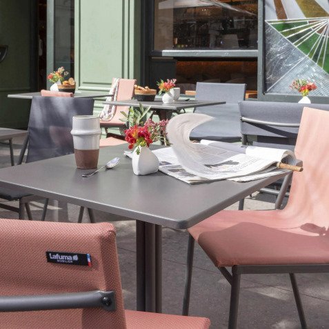 Chaise assise grand-confort HORIZON - Toile Batyline - Pied acier gris