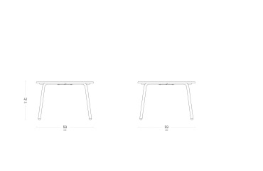 Lage tafel vierkant voor buiten HORIZON - H 41 x L 59 x D 59 cm - Grijs - Staal