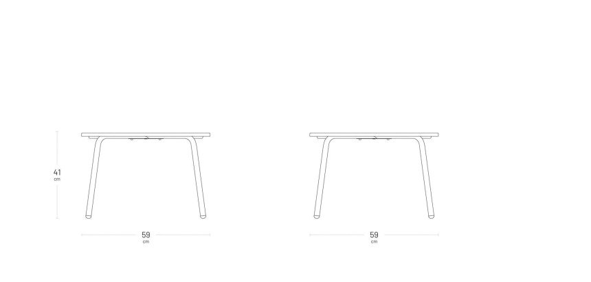 Table basse carrée d'extérieur HORIZON - H 41 x L 59 x P 59 cm - Gris - Acier