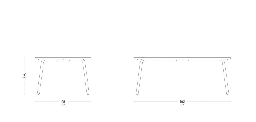 Low rectangular coffee table HORIZON - Metal