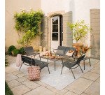 Table basse carrée d'extérieur HORIZON - H 41 x L 59 x P 59 cm - Gris - Acier