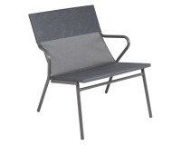 Fauteuil bas assise grand-confort HORIZON - 1 place -  Toile Batyline® DUO - Pied gris