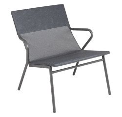 Fauteuil bas assise grand-confort HORIZON - 1 place -  Toile Batyline® DUO - Pied gris