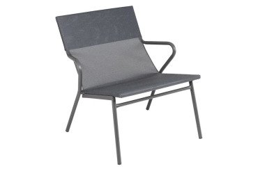 Fauteuil bas assise grand-confort HORIZON - 1 place -  Toile Batyline® DUO - Pied gris