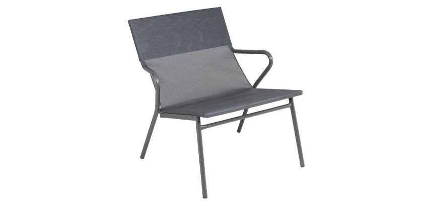 Fauteuil bas assise grand-confort HORIZON - 1 place -  Toile Batyline® DUO - Pied gris