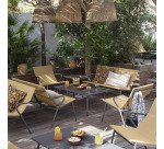 Fauteuil bas assise grand-confort HORIZON - 1 place -  Toile Batyline® DUO - Pied gris