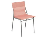 Chaise assise grand-confort HORIZON - Toile Batyline - Terracotta - Pied acier gris
