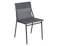 Chaise assise grand-confort HORIZON - Toile Batyline - Gris foncé - Pied acier noir