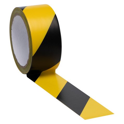 Danger warning tape black / yellow 48 mm x 20 m