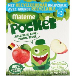 Apple compote Materne - 4 Pouches of 90 g -