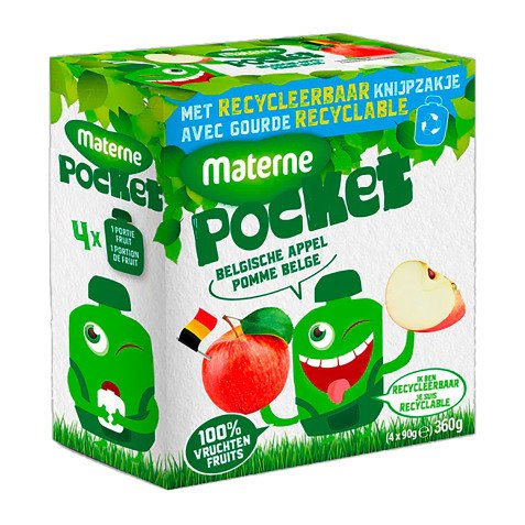 Apple compote Materne - 4 Pouches of 90 g -