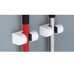 Crochet à balai adhésif ou a visser, blanc