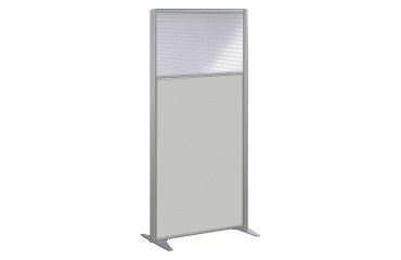 Scheidingswand B-zen half glas hout H 180 x D 81 cm - Vaste aluminium poot