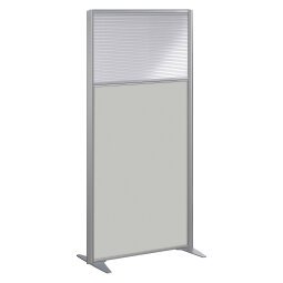 Scheidingswand B-zen half glas hout H 180 x D 81 cm - Vaste aluminium poot