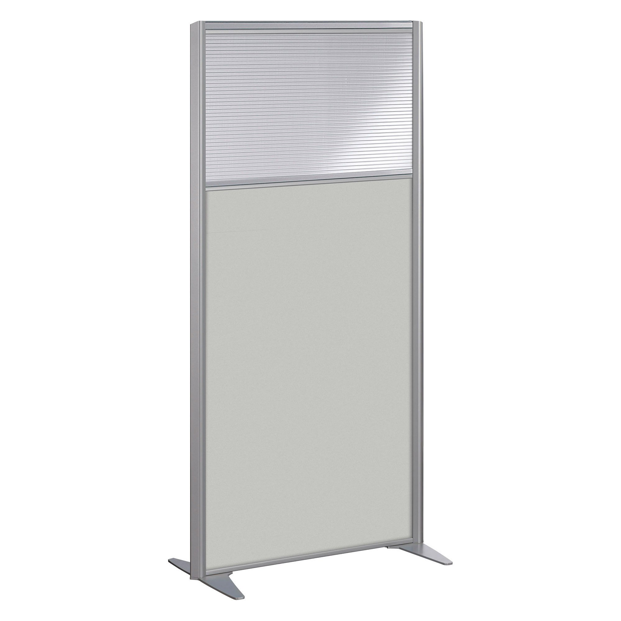 Scheidingswand B-zen halfglas en hout H 160 x D 81 cm - Vast aluminium onderstel