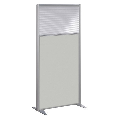 Scheidingswand B-zen halfglas en hout H 160 x D 81 cm - Vast aluminium onderstel