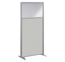 Partition B-zen half-glazed wooden H 160 x D 81 cm - Fixed aluminum base