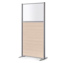 Partition B-zen half-glazed wooden H 160 x D 81 cm - Fixed aluminum base