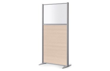 Partition B-zen half-glazed wooden H 160 x D 81 cm - Fixed aluminum base