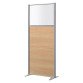 Scheidingswand B-zen half glas hout H 180 x D 81 cm - Vaste aluminium poot
