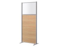 Scheidingswand B-zen half glas hout H 180 x D 81 cm - Vaste aluminium poot