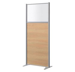 Scheidingswand B-zen half glas hout H 180 x D 81 cm - Vaste aluminium poot