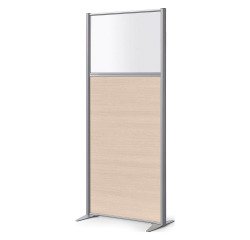 Partition B-zen semi-glazed wooden panel H 180 x D 81 cm - Beech with fixed aluminum base