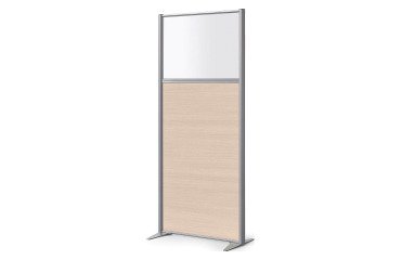 Trennwand B-zen Halbglas und Holz H 180 x T 81 cm - festes Gestell