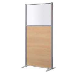 Partition B-zen half-glazed wooden H 160 x D 81 cm - Fixed aluminum base