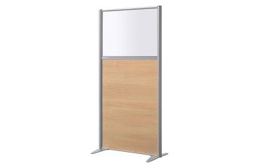 Partition B-zen half-glazed wooden H 160 x D 81 cm - Fixed aluminum base