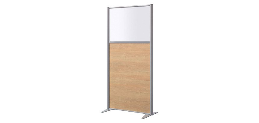 Cloison B-zen semi vitrée bois H 160 x P 81 cm - Pied fixe aluminium