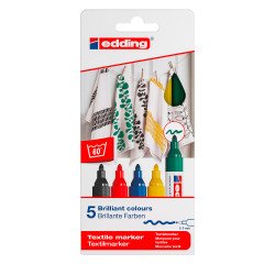 Rotulador textil permanente 1 mm edding 4600 - Bolsa de 5