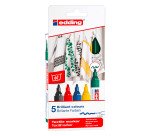Marqueur permanent pour textile Edding 4500 pointe ogive 2 à 3 mm - Pochette de 5