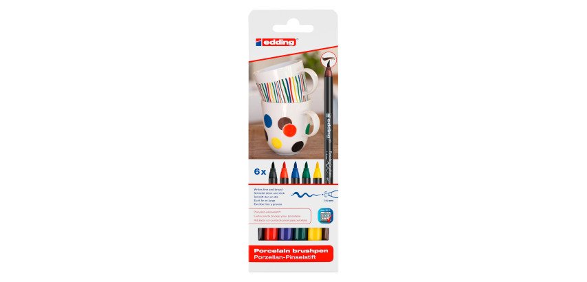 Permanent porcelain marker Edding 4200 brush tip from 1 to 4 mm - Pack of 6