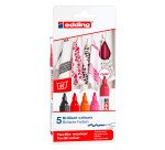 Marqueur permanent pour textile Edding 4500 pointe ogive 2 à 3 mm - Pochette de 5