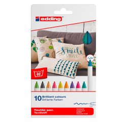 Marqueur permanent pour textile Edding 4600 pointe ogive 1 mm - Pochette de 10