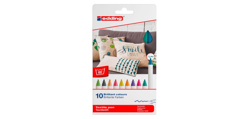 Marqueur permanent pour textile Edding 4600 pointe ogive 1 mm - Pochette de 10